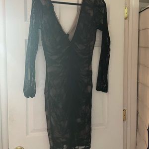 Black sexy v neck dress